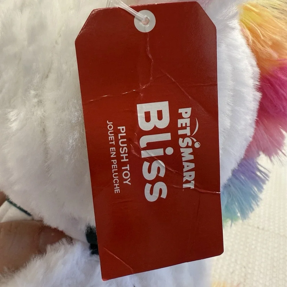 NEW Petsmart 2023 Bliss Unicorn Rainbow‎ Plush Stuffed Toy Dog Squeaker Chew